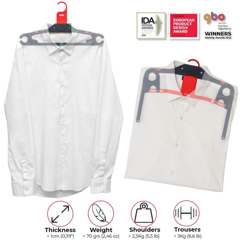 HangFold Travel Hangers | Space Saving Design|Lightweight | Prevents Wrinkles