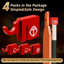 ruiru bro T Post Target Stand 4 Packs Metal Targets Hangers Heavy Duty Bracket Mount Fits Standard T-Posts, Easy Assembly,T Post Targets Holders/Hooks for Metal Plates/Gongs Shooting Targets