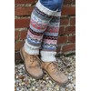 Pachamama Women 100% Wool Legwarmer Handknitted Fair Isle Pattern Oatmeal