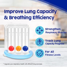 Breathing Exercise Device for Lungs, Incentive Spirometer,Upgraded Capacity 1900cc/sec, Improves Breathing and Lung Function