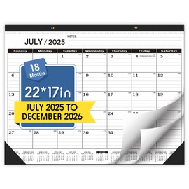 Desk Calendar 2026,January 2026 to June 2027,Desk calendar 2026 Large 22x17, Calendar 2026 with PVC Cover,Round Holes& NOTES List (Black),18 Months 2026 Desk Calender.