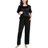 SWOMOG Womens 2 Piece Satin Pajamas Silk Short Sleeve Pjs