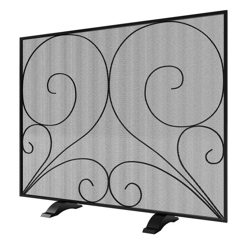 Fire Beauty Single Panel Fireplace Screen Handcrafted Solid Wrought Iron