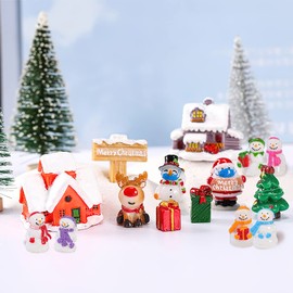 Kayzyue Kinds of Miniature Christmas Ornaments Miniature Figurines Mini Resin Fairy Ornaments DIY Kit for DIY Crafts Dollhouse Home Decor Snow Globe (15 Pcs Miniature)