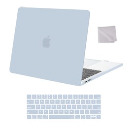 MOSISO Compatible with MacBook Pro 13 inch Case 2025, 2024, 2023, 2022-2016 M2 M1 A2338 A2251 A2289 A2159 A1989 A1708 A1706, Plastic Hard Shell Case & Keyboard Cover Skin & Wipe Cloth, Baby Blue