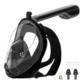 Schnorchelmaske für Erwachsene & Kinder, Schnorchelset für Erwachsene mit Kameraständer, Vollgesichts-Tauchmaske, CO₂-sichere, 180-Grad-Panoramablick mit Antibeschlag (S/M)