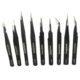 Lonely Binary 9-in-1 Precision ESD Tweezers Set Anti-Static Stainless Steel Tweezers for Arduino, Raspberry Pi, and ESP32 IoT Projects and DIY Soldering, Electronics, and DIY Projects