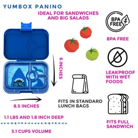 Yumbox Panino Leakproof Bento Lunch Box Container for Kids & Adults (Surf Blue Shark)