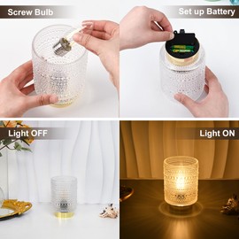 MiuBrty Portable LED Table Lamp with Auto-Off Timer - Battery Operated, Cordless & Surface Attached Pearl Styling Design - Ambient Night Light for Bedroom, Entryway - Ideal for Home & Outdoor (White)