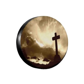 Religious Christian Spare Tire Cover,Universal Wheel Tire Cover for Trailer, RV, SUV, Truck,Camper and Many Vehicle,Weatherproof Tire Protectors（15 inch for Diameter 27"-29"）
