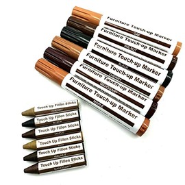 IdeaWorks 12 Piece Furniture Pens Repair Kit 6 Colour Shades Touch Up Scratches Dents