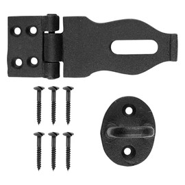 Renovators Supply Black Wrought Iron Hasp Door Latch - Heavy Duty Security Padlock Hasp - Ideal for Doors and Gates - Door Lock for Safety - 4 Inches - Pack of 1
