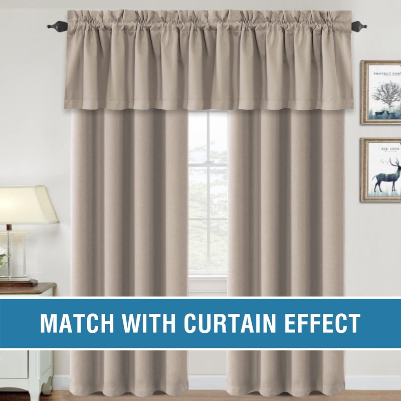H.VERSAILTEX 100% Blackout Curtain Valances for Kitchen Windows/Bathroom/Living Room/Bedroom Thermal