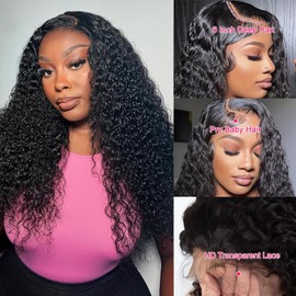 PUNUBO 34 Inch Deep Wave Lace Front Wigs Human Hair 13x6 HD Transparent Lace Frontal Human Hair Wigs for Black Women 100% Real Human Hair Wig Pre Plucked with Baby Hair 230% Density