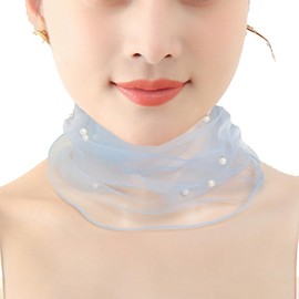 Minority Design Neck Cover, Scarf, Pearl, Neck Wrinkles, For Spring and Summer, Sunburn Protection, Women's, Stylish, Hide Scratches, Accessory, blue