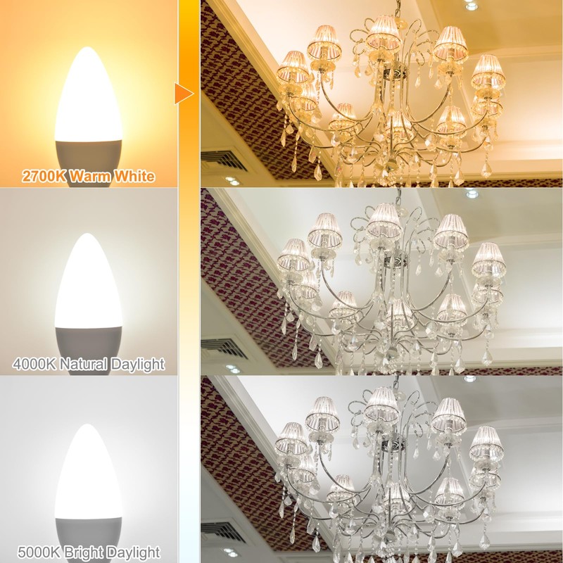 hansang E12 Candelabra LED Bulbs 2700K Warm White, 60Watt Equivalent,
