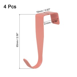 uxcell Over The Door Hook,4 Pack - Carbon Steel Cabinet Door Single Hooks, Metal Door Hanger for Home Kitchen Decoration (Red)