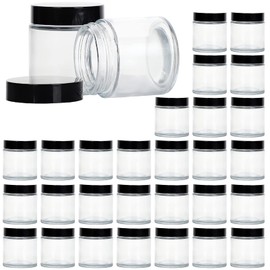 11 Hoa Kinh 4oz Glass Jars with Lids, Hoa Kinh 30 Pack Clear Empty Cosmetic Containers Round Airtight Glass Jar with Black Lids for Storing Lotions, Powders, and Ointments