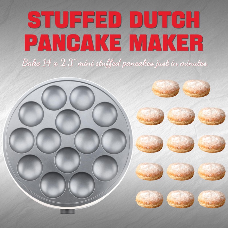 SugarWhisk Mini Pancakes Maker Machine with 14 Larger & Deeper
