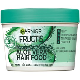 Garnier Hair Mask, Aloe Vera, Hairfood Moisturising 3-in-1 Mask, Care for Smooth Hair, Fructis, 390 ml