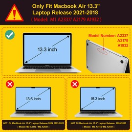 Mektron Case for MacBook Air 13 inch M1 A2337 A2179 A1932,Hard Cover 2018-2021 Air 13-inch with Touch bar, Exclusively Designed Protective Shell with Screen Protector, Butterfly Flower C074