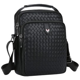 MIKA & MAYA 2-Way Men's Shoulder Hand Bag, Type A Black