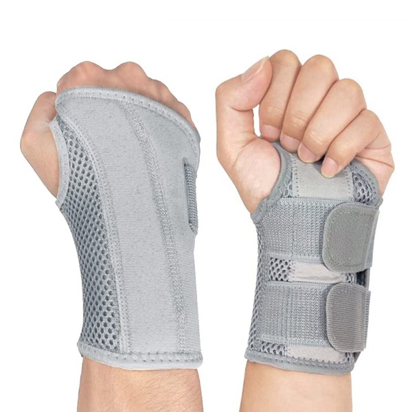 NuCamper Wrist Brace Carpal Tunnel Right Left Hand for Men Women, Night Wrist Sleep Supports Splints Arm Stabilizer with Compression Sleeve Adjustable Straps,for Tendonitis Arthritis Pain Relief