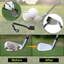 Pack of 10 Golf Brush and Club Groove Cleaner Set, Golf Club Brush, Golfing Equipment, Accessories for Golf Clubs, Balls, Clothing, Shoes, Golf Aids, Easily Attaches to Golf Bag (10)