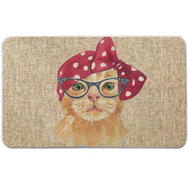NYDECOR Welcome Mats for Front Door Cat Door Mats Funny Animal Kitty Doormat Home Floor Mats Non Slip Rubber Entrance Rug for Indoor Outdoor Cat Lover Gifts Home Decor 17x28 inch