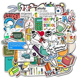 100PCS Back to School Stickers Science Study Stationery Decals Book Sticker Vinyl PVC Waterproof for Girl Kids Teens Adults Water Bottle Skateboard Luggage Laptop Computer Phone (Study Stationery)