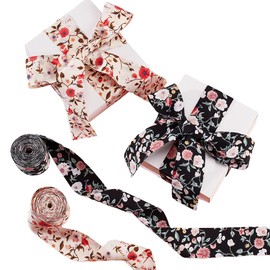 CABODYALS 2 Rolls 10 Yards 1.5 Inch Flower Print Grosgrain Ribbon Double Sided Floral Pattern Vintage Ribbons Polyester Spring Themed Ribbon Wired for Sewing Making Crafts Wedding Bouquet Party Supply