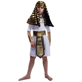 SEA HARE Children's Costume for Boys White Egyptian Pharaoh (S: 4-6 Years)