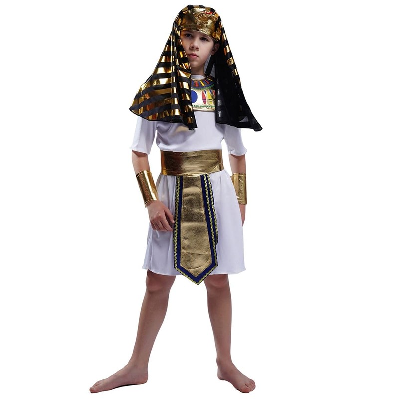 SEA HARE Children's Costume for Boys White Egyptian Pharaoh (S: