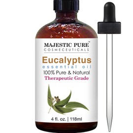 MAJESTIC PURE Eucalyptus Essential Oil | 100% Pure and Natural Eucalyptus Oil | Premium Grade Essential Oils for Hair Care, Home Diffusers, Skin, Aromatherapy, Massage and Humidifiers | 4 Fl Oz