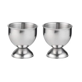 HugeDE 2 Pcs Stainless Steel Egg Cups Holders Egg Tray for Soft Boiled Eggs Kitchen Tool