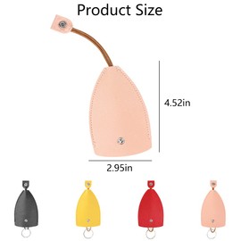 Esamploe 4PCS Creative Pull-Out Cute Large-Capacity Car Key Case and 4 Exquisite Key Ring,Pu Leather Protective Car Key Case,Car Key Protective Sleeve in 4 Colors