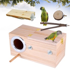 Bird Breeding Box Bird House, Wooden Bird Nesting Box for Finch Turtle Doves Cockatiel Budgies Conure Parrot (Size: M)
