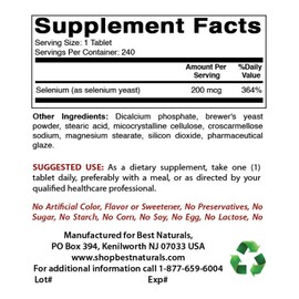Best Naturals Selenium 200 mcg Supplement, 240 Count