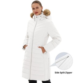 Pioneer Camp Women's Winter Coats Warm Thicken Long Puffer Jacket Waterproof Quilted Parka with Removable Faux Fur Hood