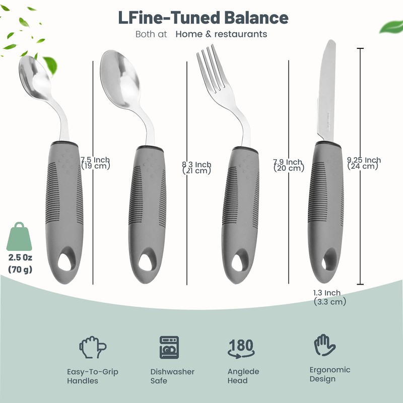 Adaptive Utensils Set, Parkinsons Utensils, Weighted Silverware for Hand Tremors,