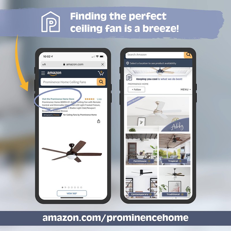 Prominence Home 51482-01 Clancy Ceiling Fan, 52, Brushed Nickel