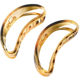 Large Hair Claw Clips, Curved Design, Brown and Black, 2-Pack (yellow)