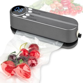 3 in 1 Mini Vacuum Sealer for Food, Cordless Rechargeable Food Sealer for Dry/Moist Food Storage with 4 Snack Bags, Heat Sealer for Chip Bags, Inflation Pump for Balls with 1 Needle/1 Nozzle - Grey