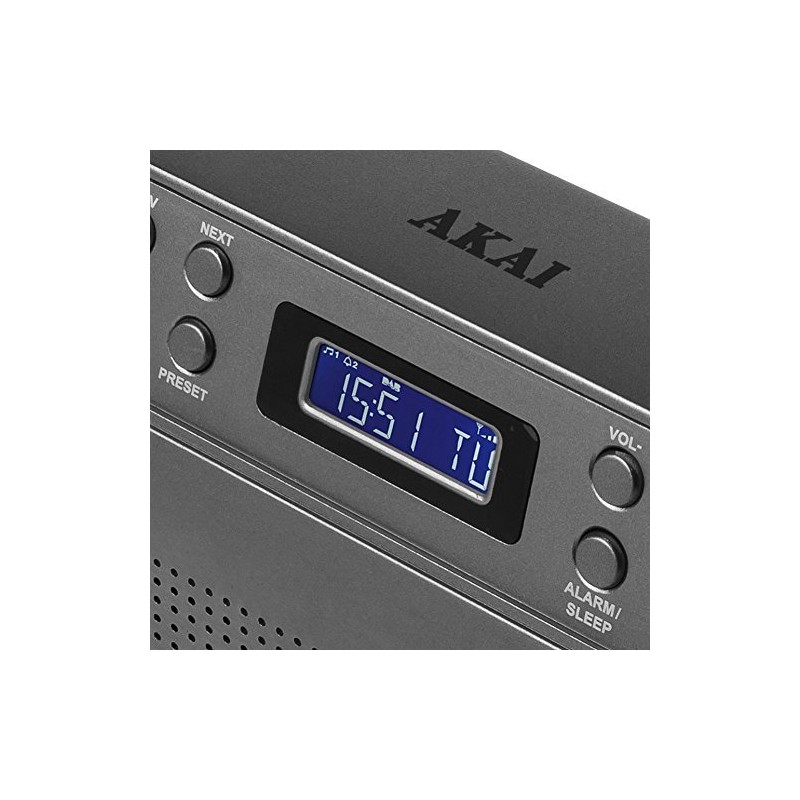 Akai A60013G Portable DAB Radio Alarm Clock with LCD Screen