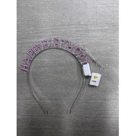 Zoestar Light Up Happy Birthday Headband Glow Rhinestone Birthday Party Hair Accessories Women (Pink, One Size)