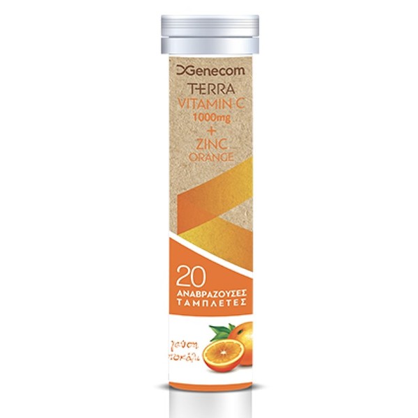 Genecom Terra Vitamin C 1000 mg & Zinc 10 mg Orange Flavor 20 eff tabs