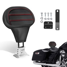 Motorcycle Quick Release Plug-in Driver Backrest Fit For Harley Touring Road King Glide 2009-2026 Adjustable Detachable Rider Pad with Mounting Kit (Red String)