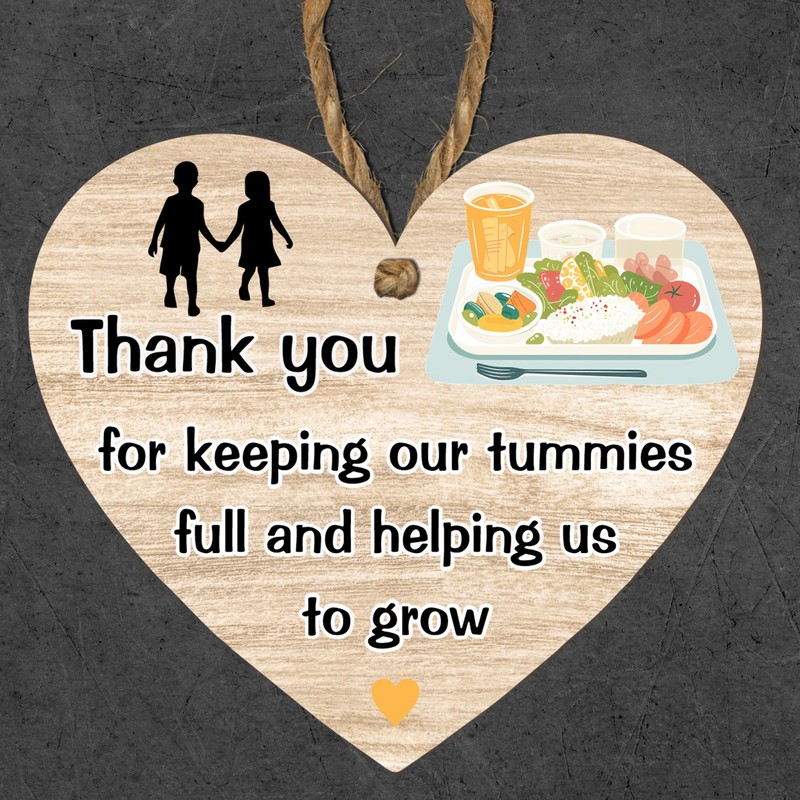 Thank You Dinner Lady Heart Plaque - Exquisite Handcrafted Wooden
