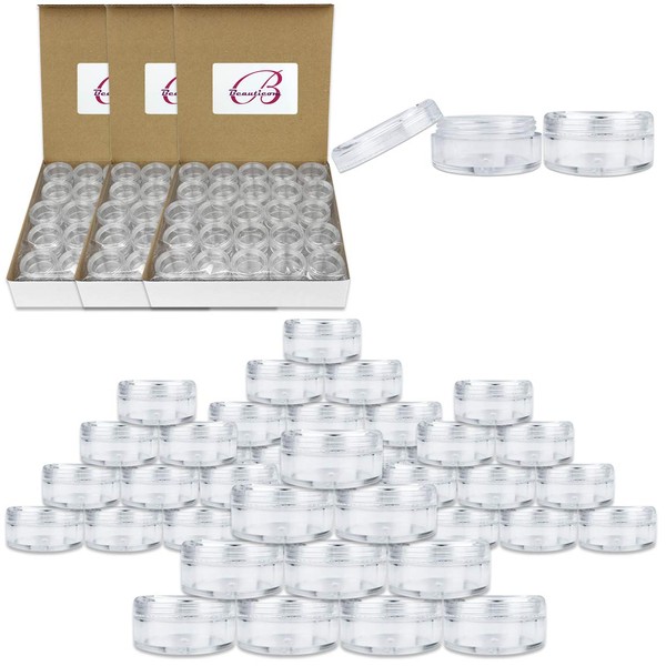 (Quantity: 200 Pieces) Beauticom 5G/5ML Round Clear Jars with Screw