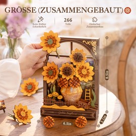 ROBOTIME 3D Puzzle Holz Sonnenblume, Blumen-Modellbau Bausatz Für Erwachsene, Holzpuzzle Malerei Zum Aufhängen, Wanddekoration, DIY-Bastelset, Weihnachten
